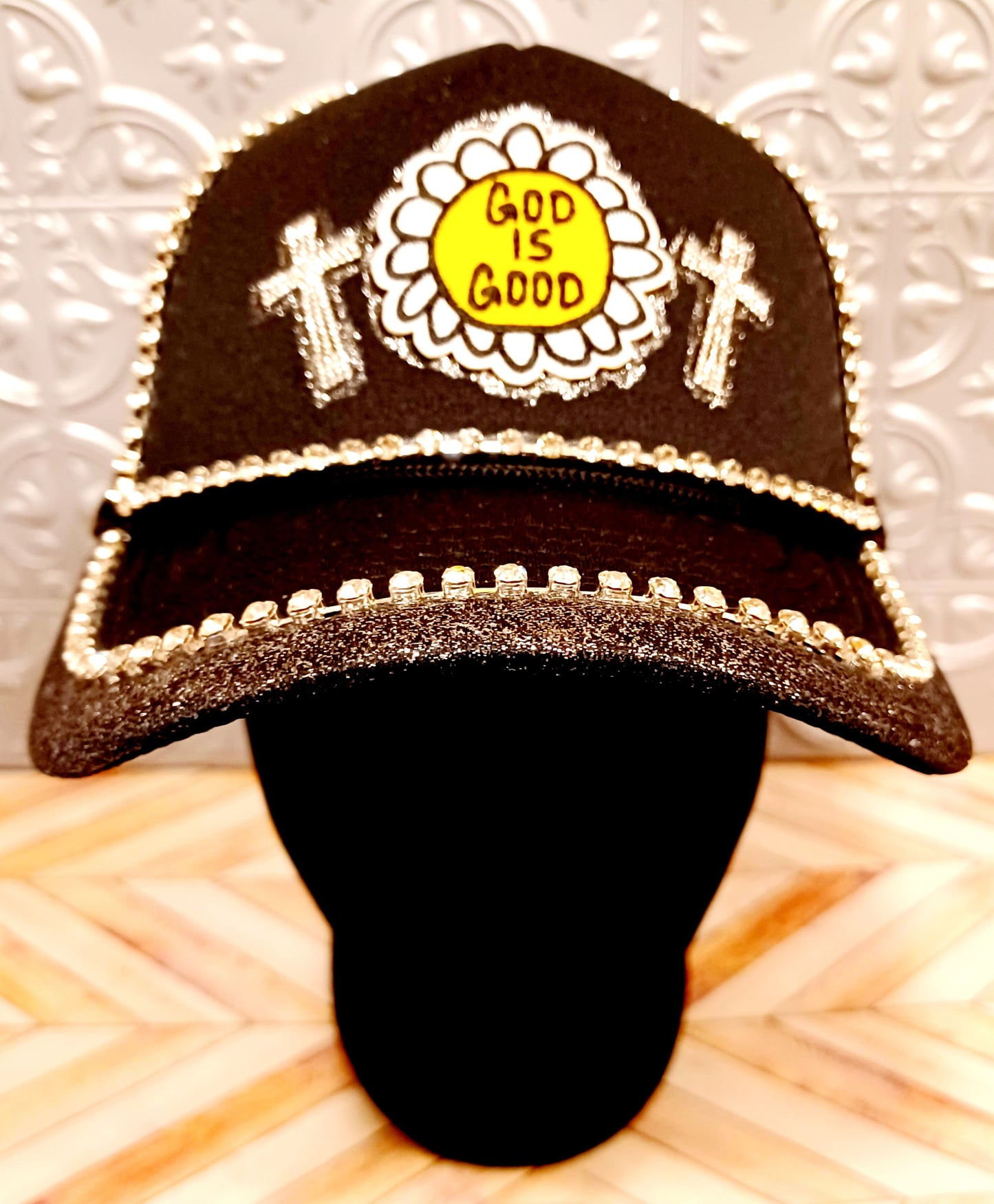 Decorated God is Good Black Truckers Hat