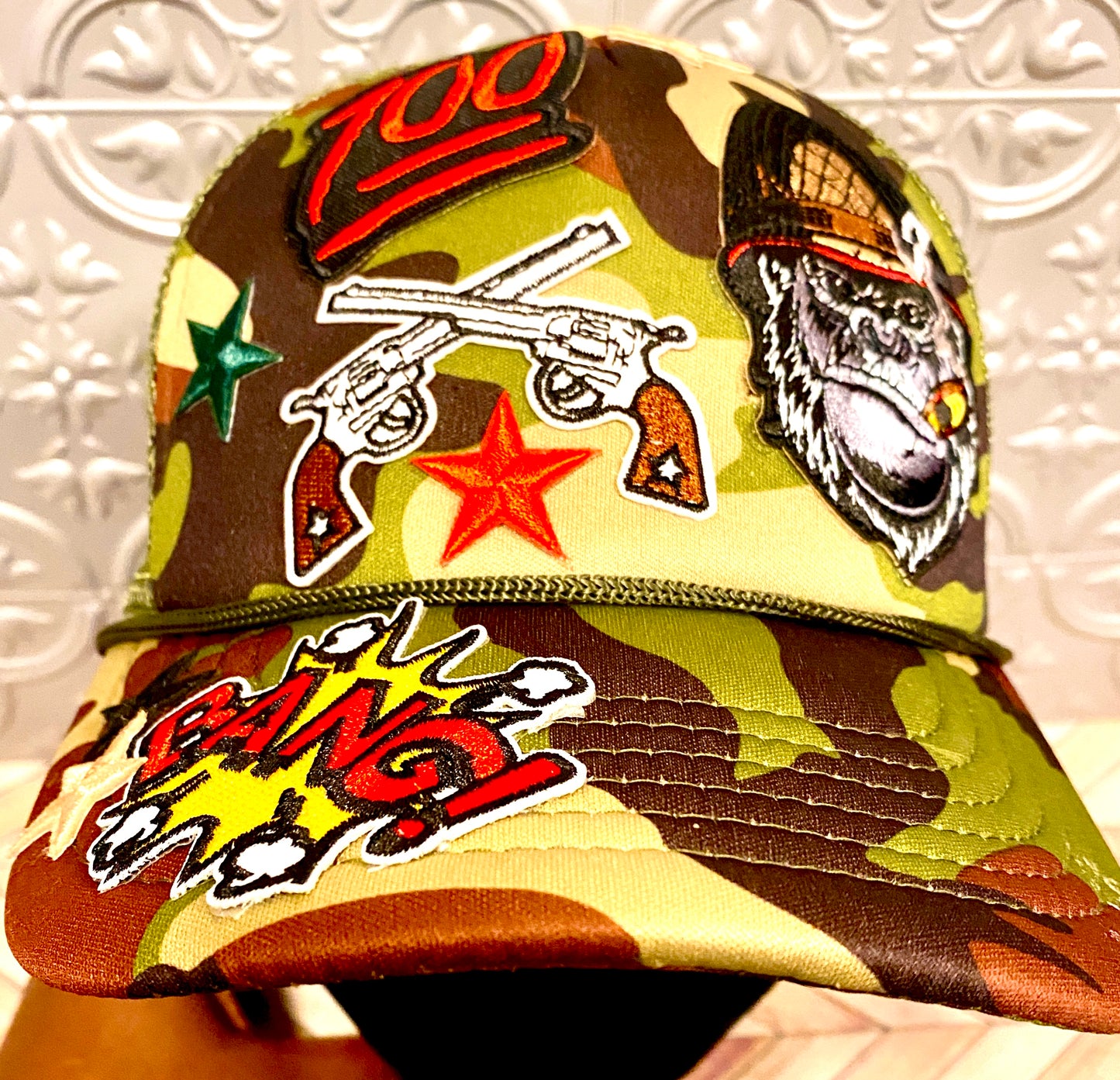 Cool Militant Cigar Smoking Gorilla Camouflaged Truckers Hat