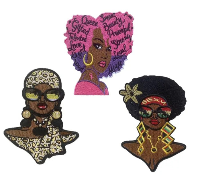 3PC. Soul Sisters African American Iron on Patches