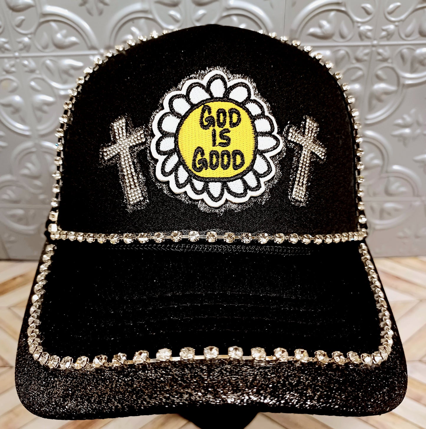 Decorated God is Good Black Truckers Hat
