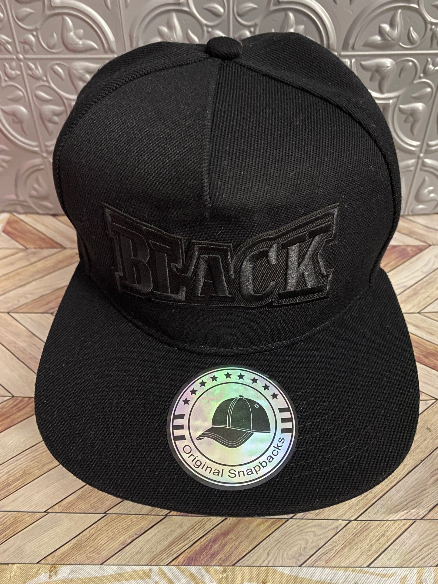 Black Embroidered, Original Snaback Cap in Black