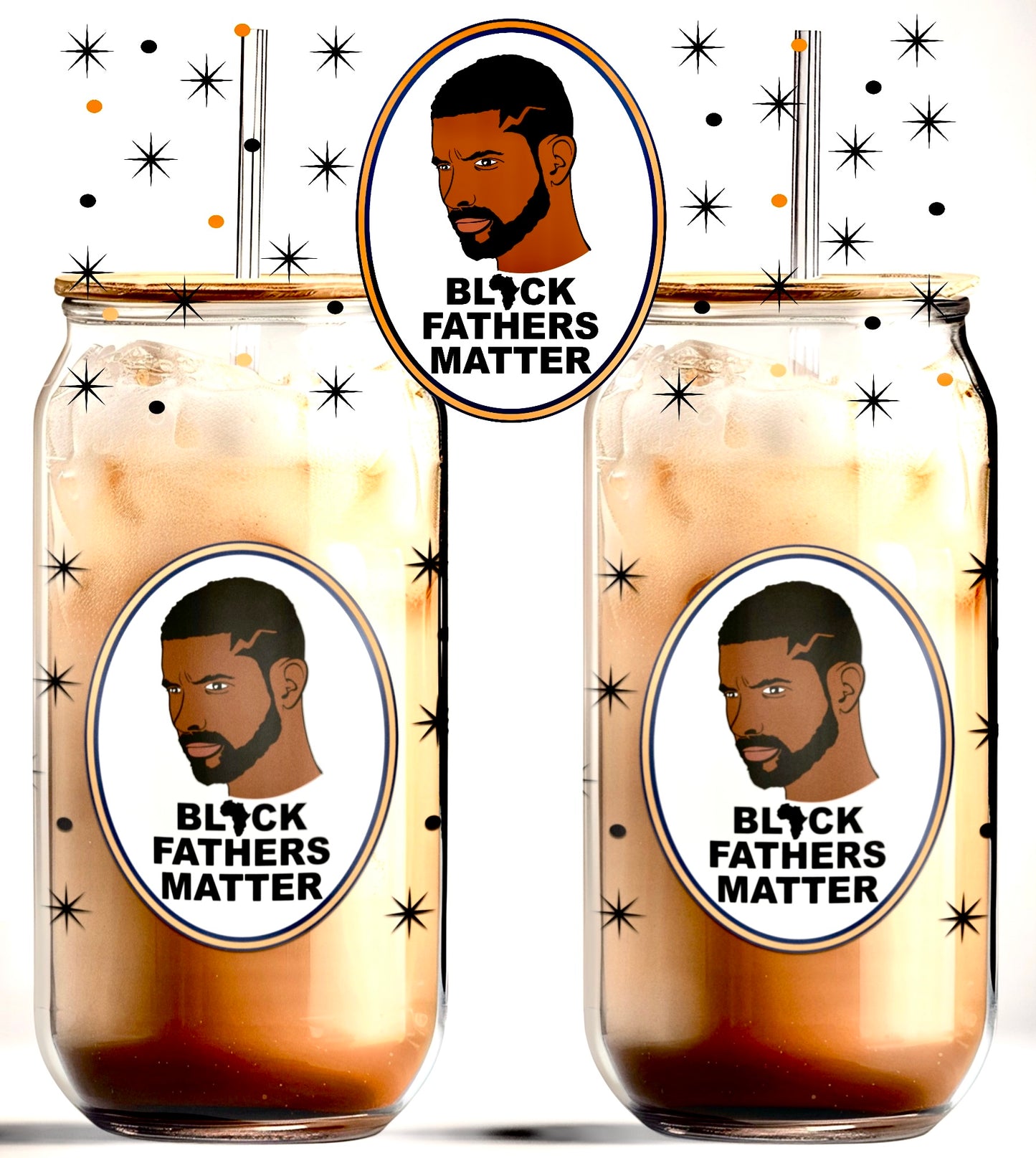 Black Fathers Matter 16oz UVDTF Glass Cup Wrap (glass cup not included)