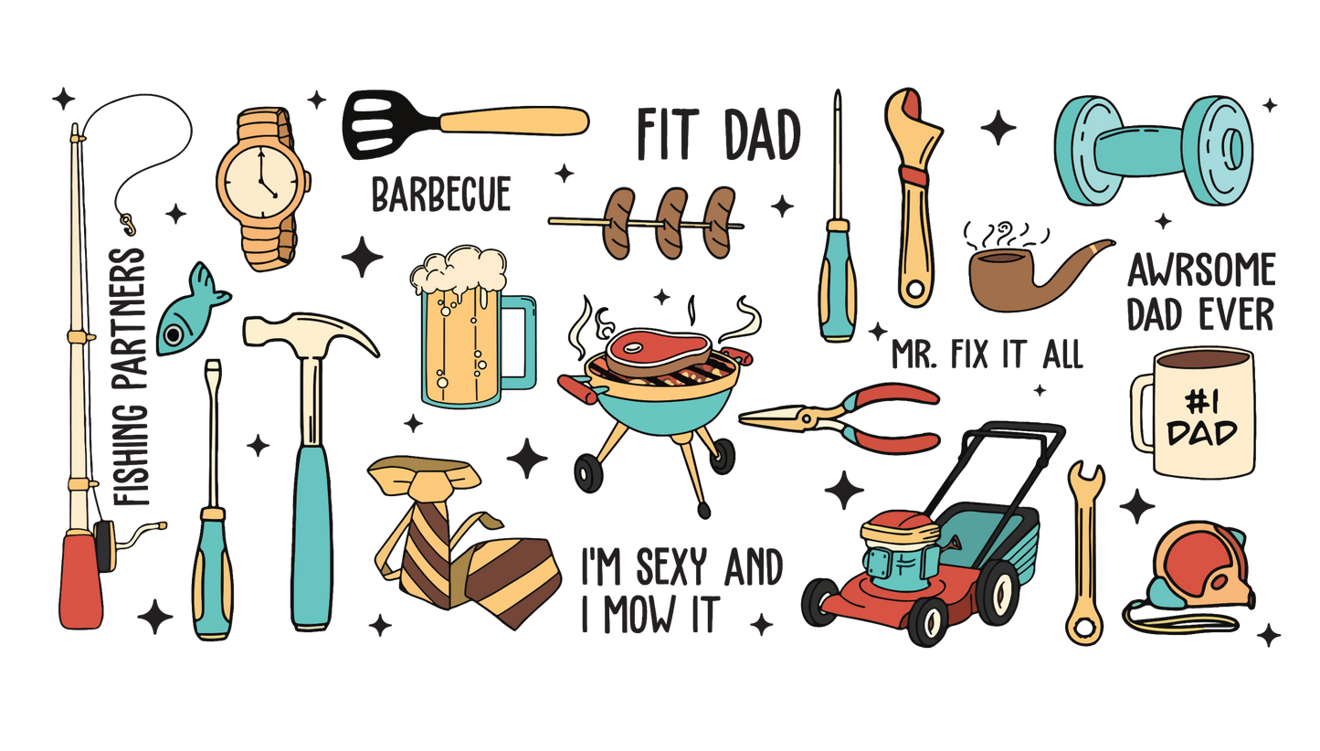 Celebrate Dad 16oz UVDTF Decal Glass Can Wrap (glass cup not included)