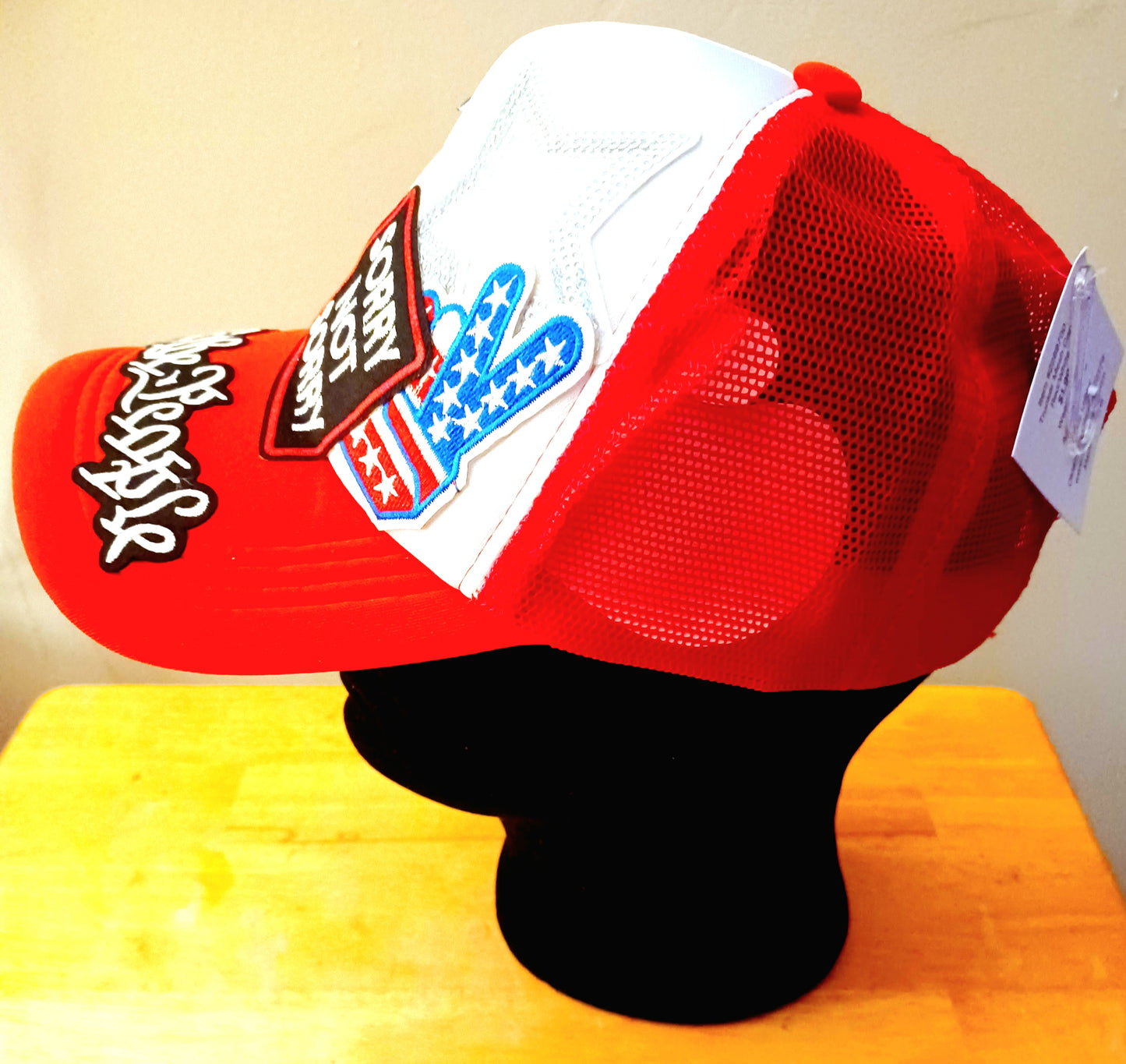 Sorry Not Sorry We the People Love Trump, Truckers Hat in Red & White