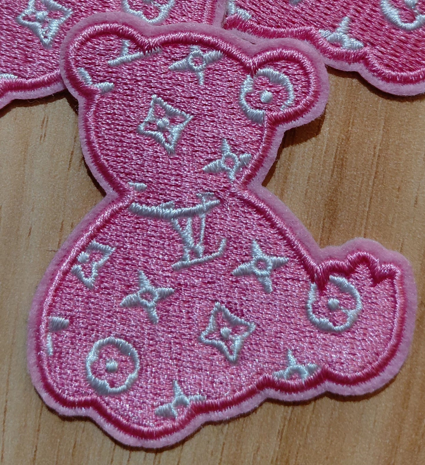 LV Bear Iron on Patch in Pink & White