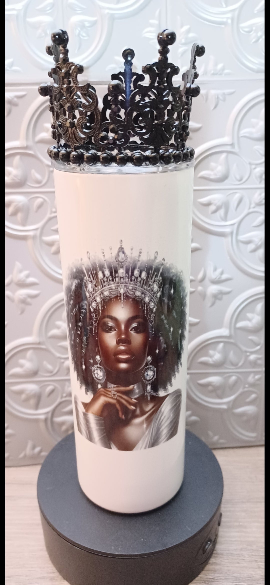 Decorative Black Crown Tumbler Topper