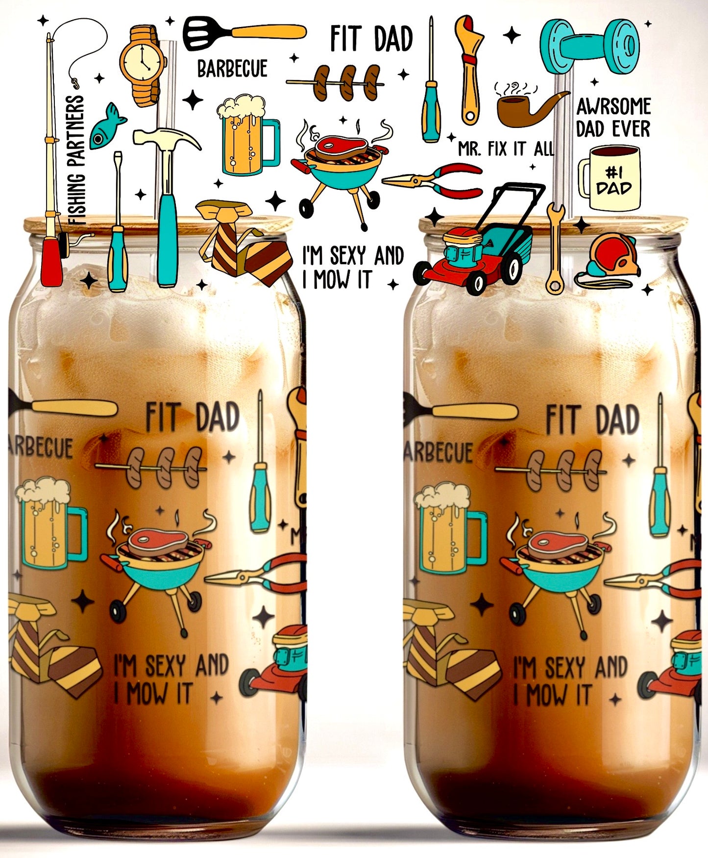 Celebrate Dad 16oz UVDTF Decal Glass Can Wrap (glass cup not included)