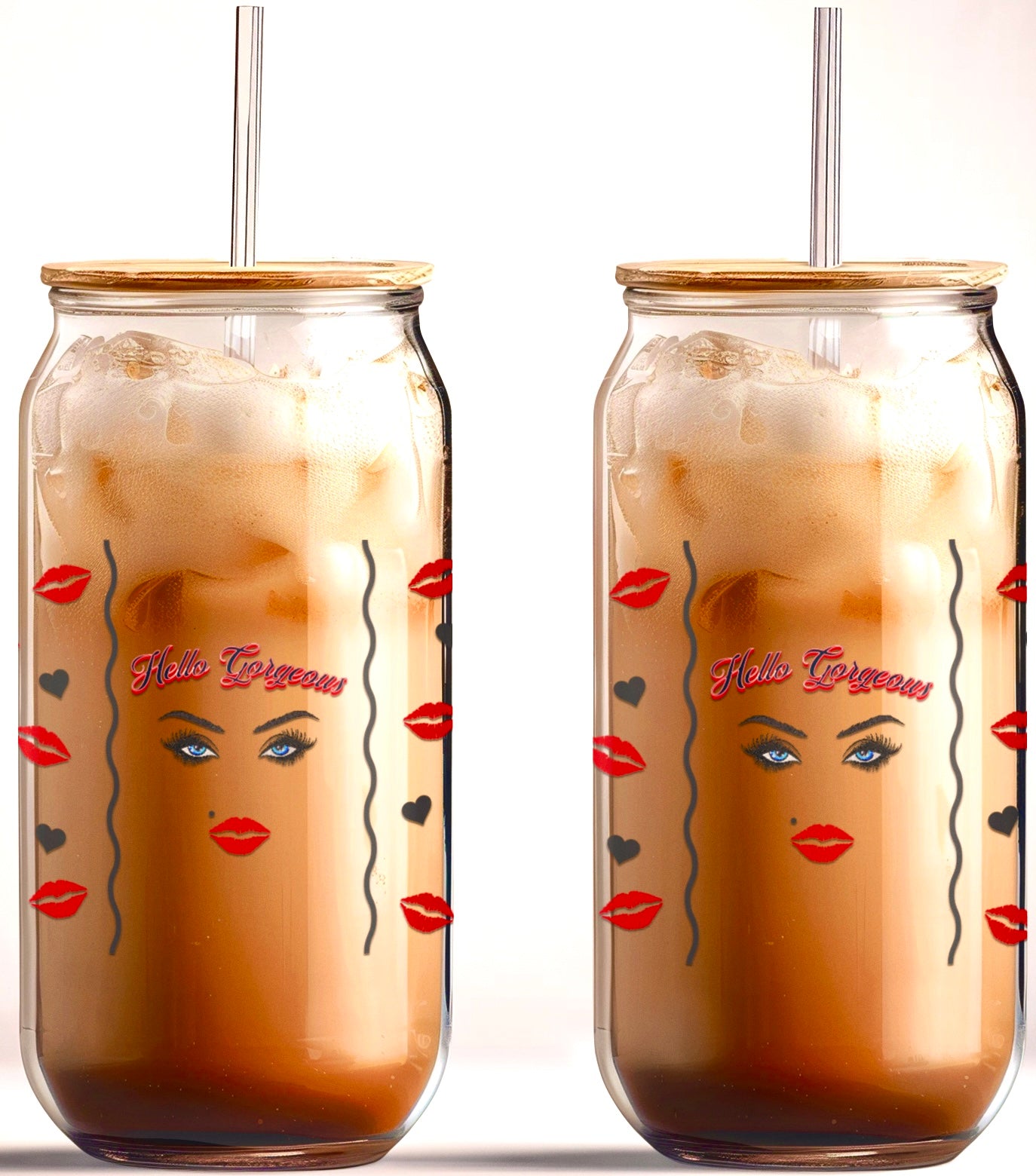 Hello Gorgeous 16oz UVDTF Glass Cup Wrap Decal (glass cup not included)