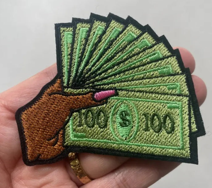 Money in Hands Iron on Patch