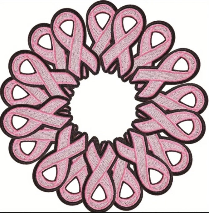 Pink Breast Cancer Awareness Ribbon Iron on Patch