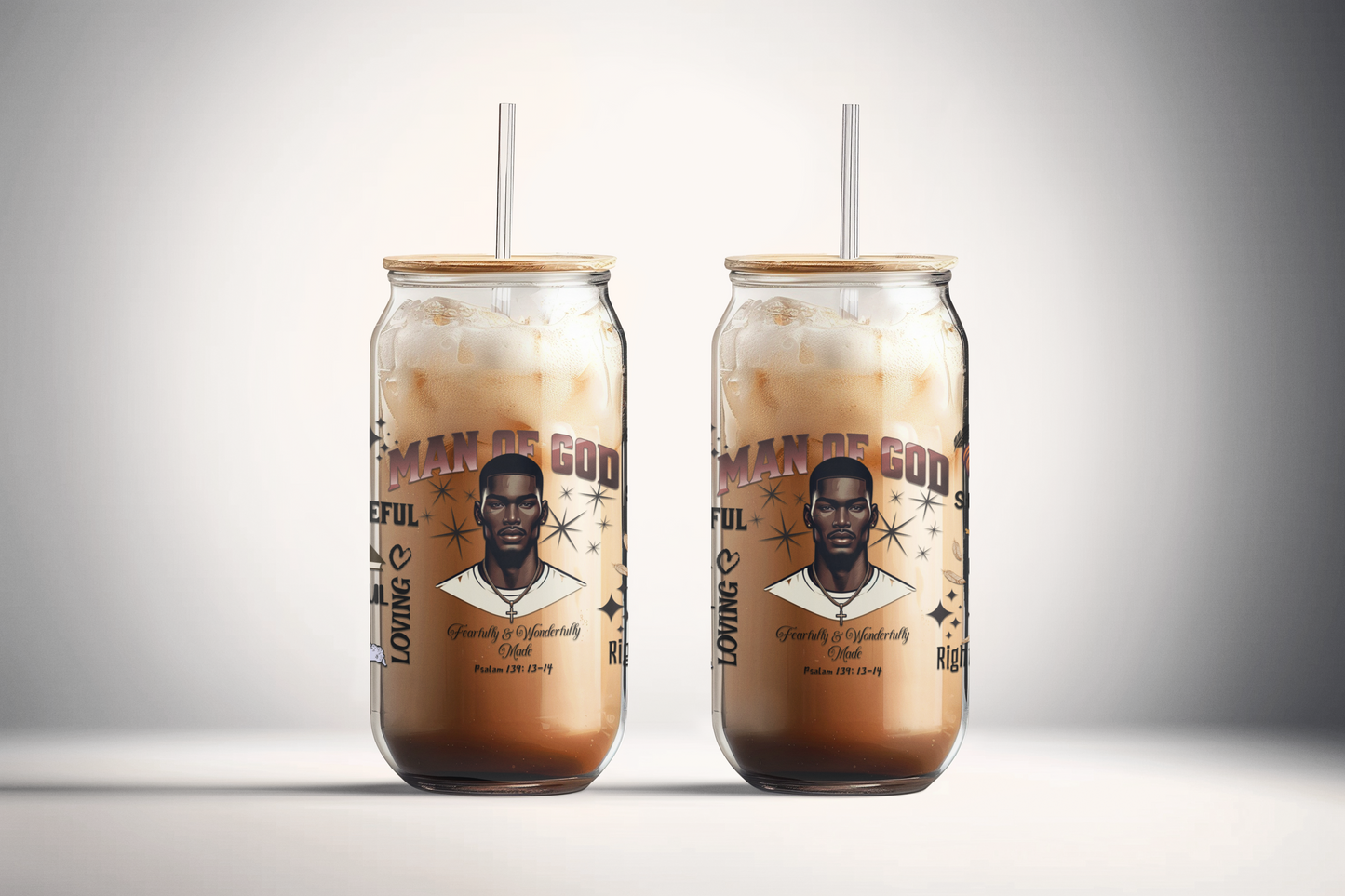 Man of God 16oz UVDTF Glass Cup Wrap (glass cup not included)