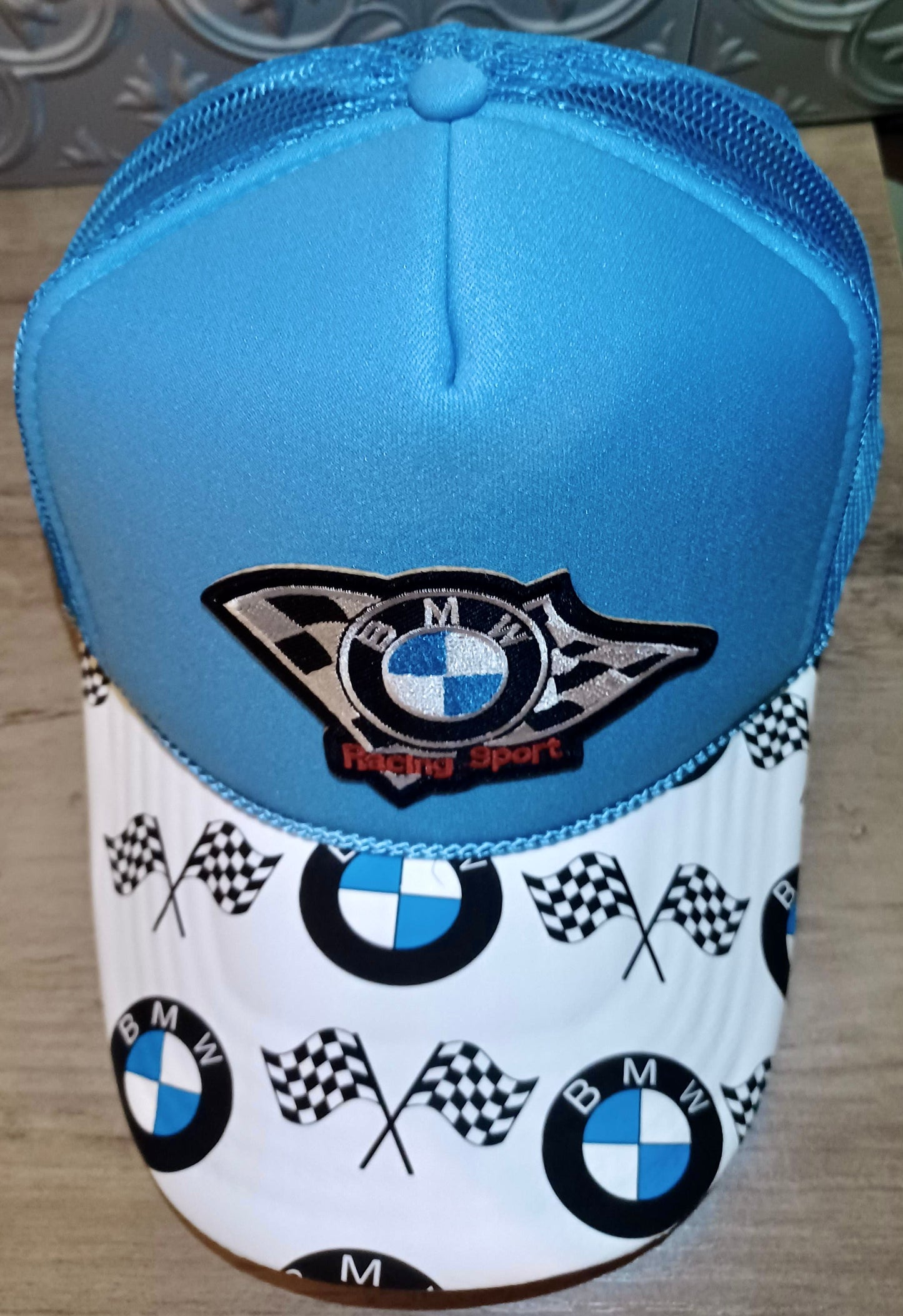 BMW Truckers Hat in Light Blue or White