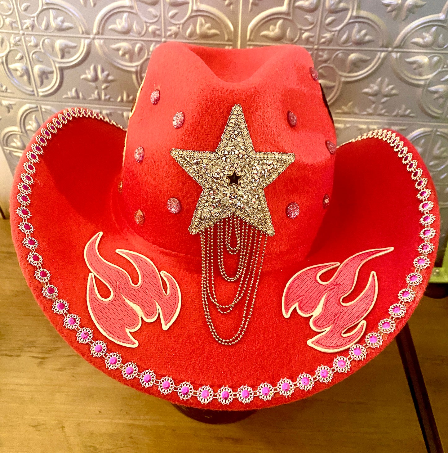 Cowboy Decorated Hat in Pink