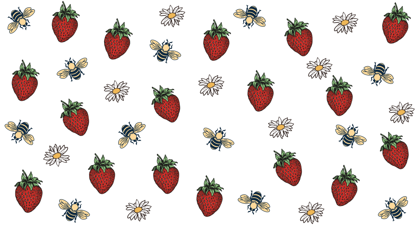 Sweet Strawberry 16oz UVDTF Glass Cup Wrap (glass cup not included)