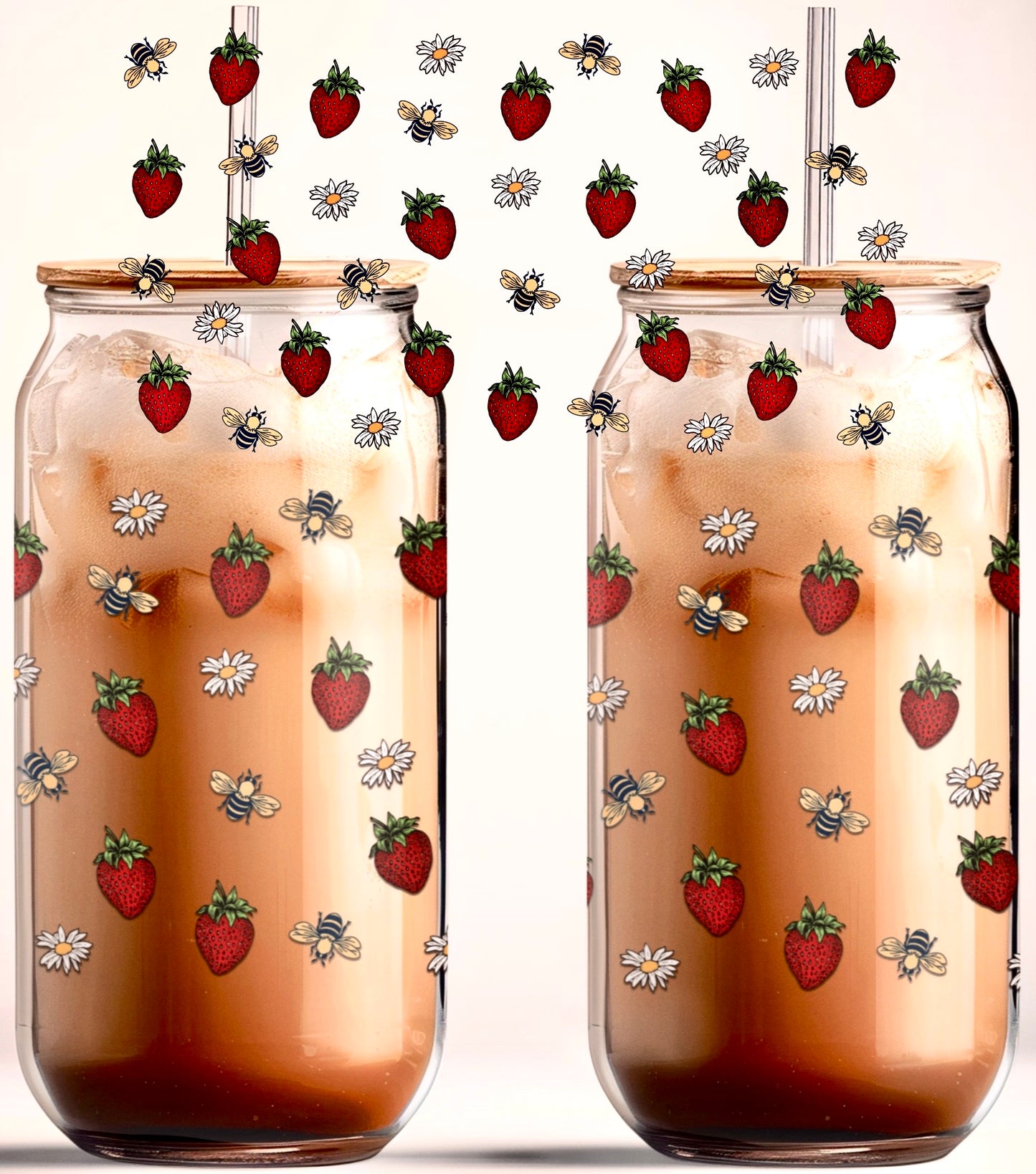 Sweet Strawberry 16oz UVDTF Glass Cup Wrap (glass cup not included)