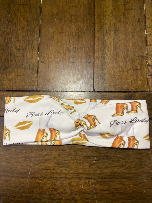 Handmade Boss Lady Headband Gold Shoe Print
