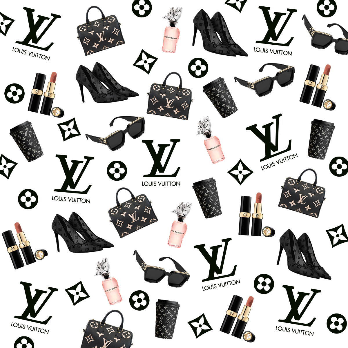 Black LV Pattern Digital Artwork Product
