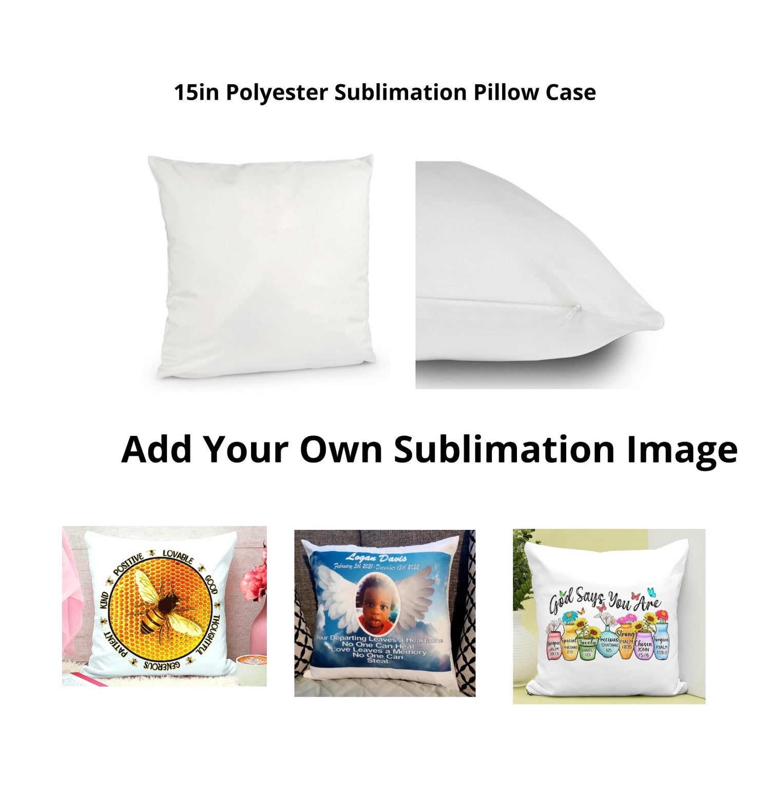 Blank 15in x 15in  Polyester Sublimation Decorative Pillow Covers 4ct