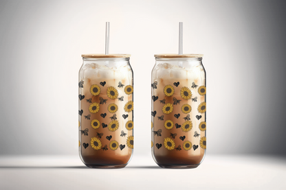 Sunflower Buzz 16oz UVDTF Glass Wrap (glass cup not included)