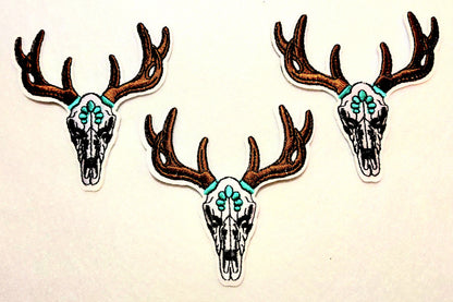 Bull Head Skull Iron on Patch 3ct Variety pkg