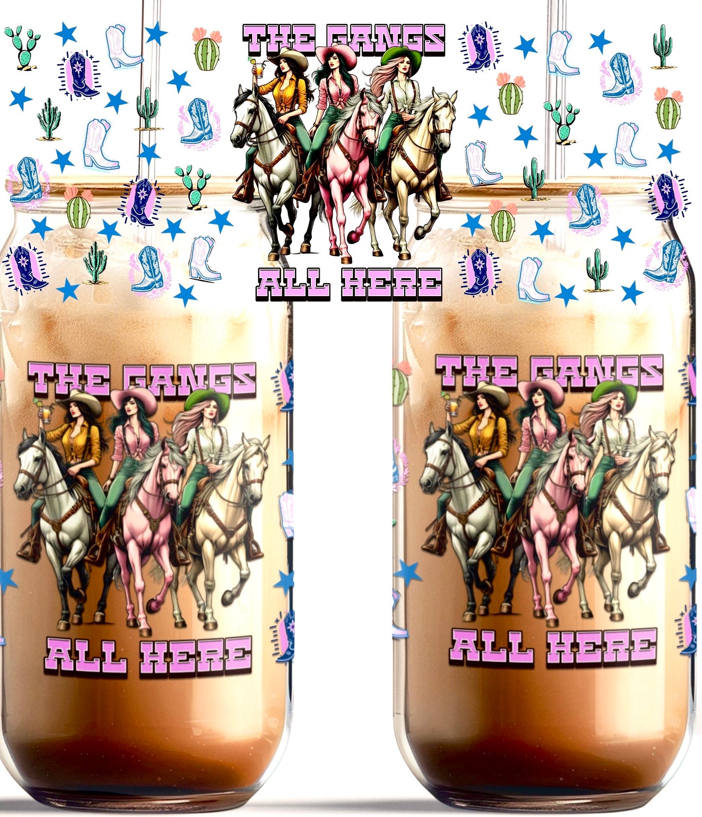 The Gangs All Here 16oz Glass Cup Wrap (glass cup not included)