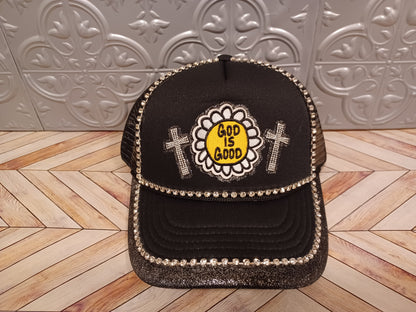 Decorated God is Good Black Truckers Hat