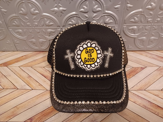 Decorated God is Good Black Truckers Hat
