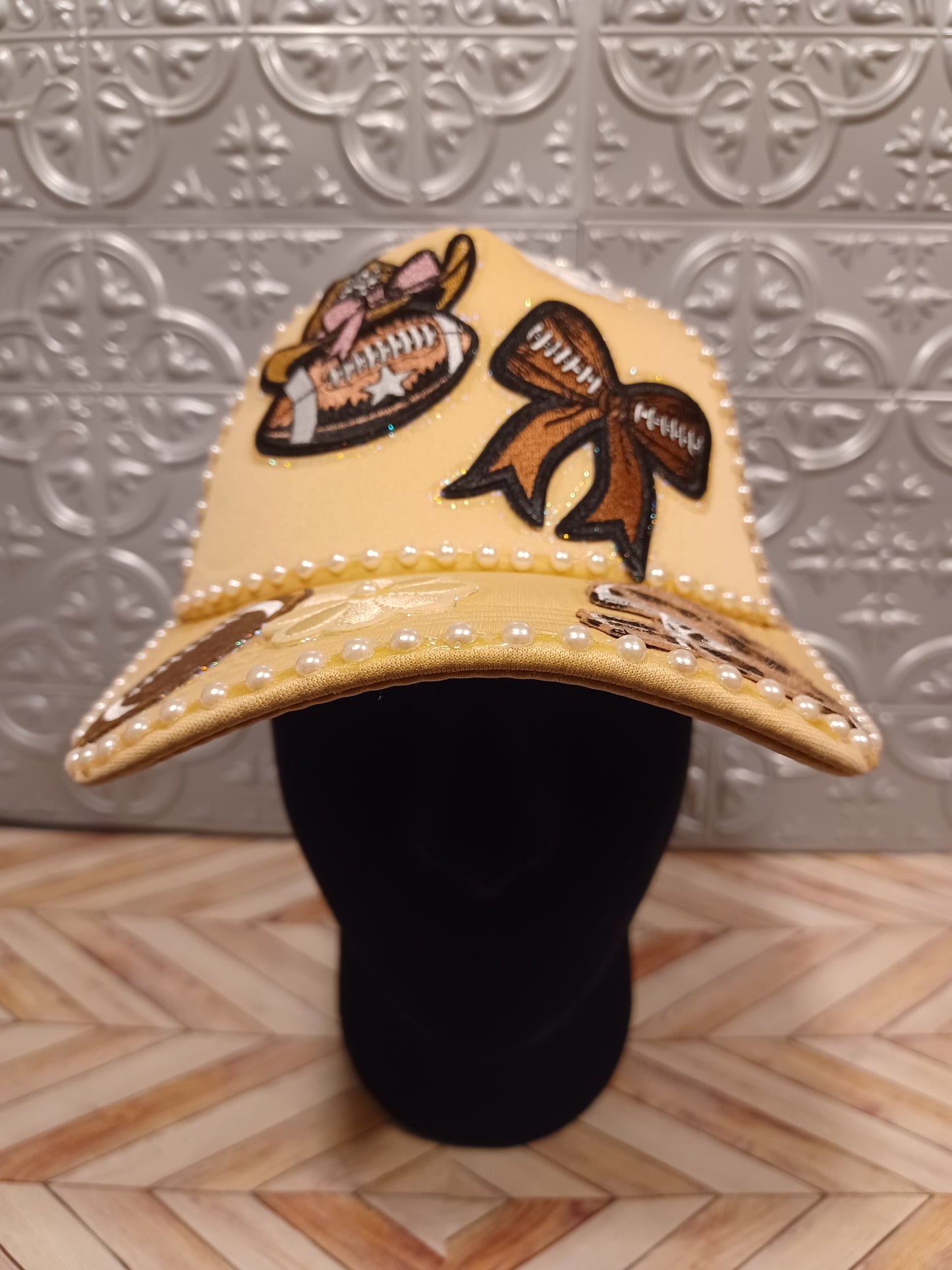 Game Girl Decorated Truckers Hat in Tan