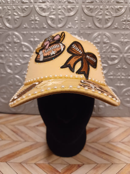 Game Girl Decorated Truckers Hat in Tan