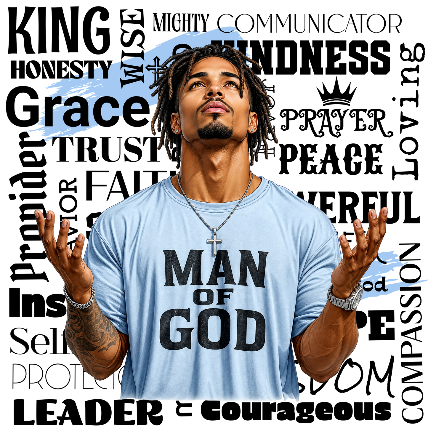 Man of God w/ Godly Affirmations Pre-Sized Sublimation Transfer Prints Prints