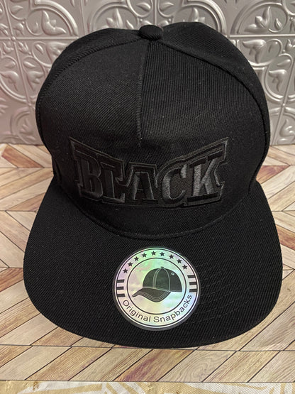 Black Embroidered, Original Snaback Cap in Black