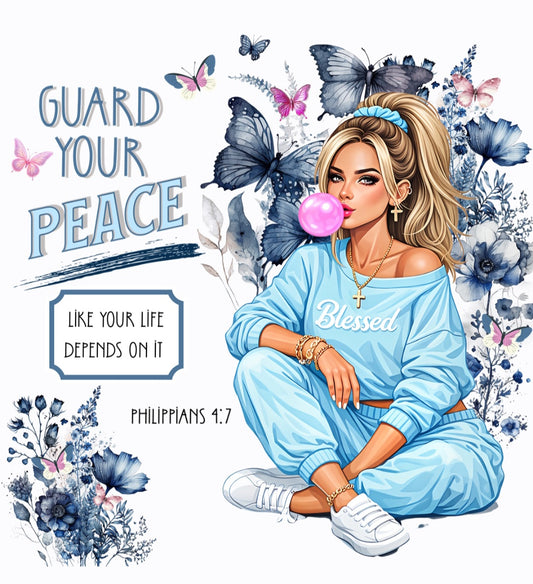 Guard Your Peace Floral Pre-Sized Sublimation Transfer Print