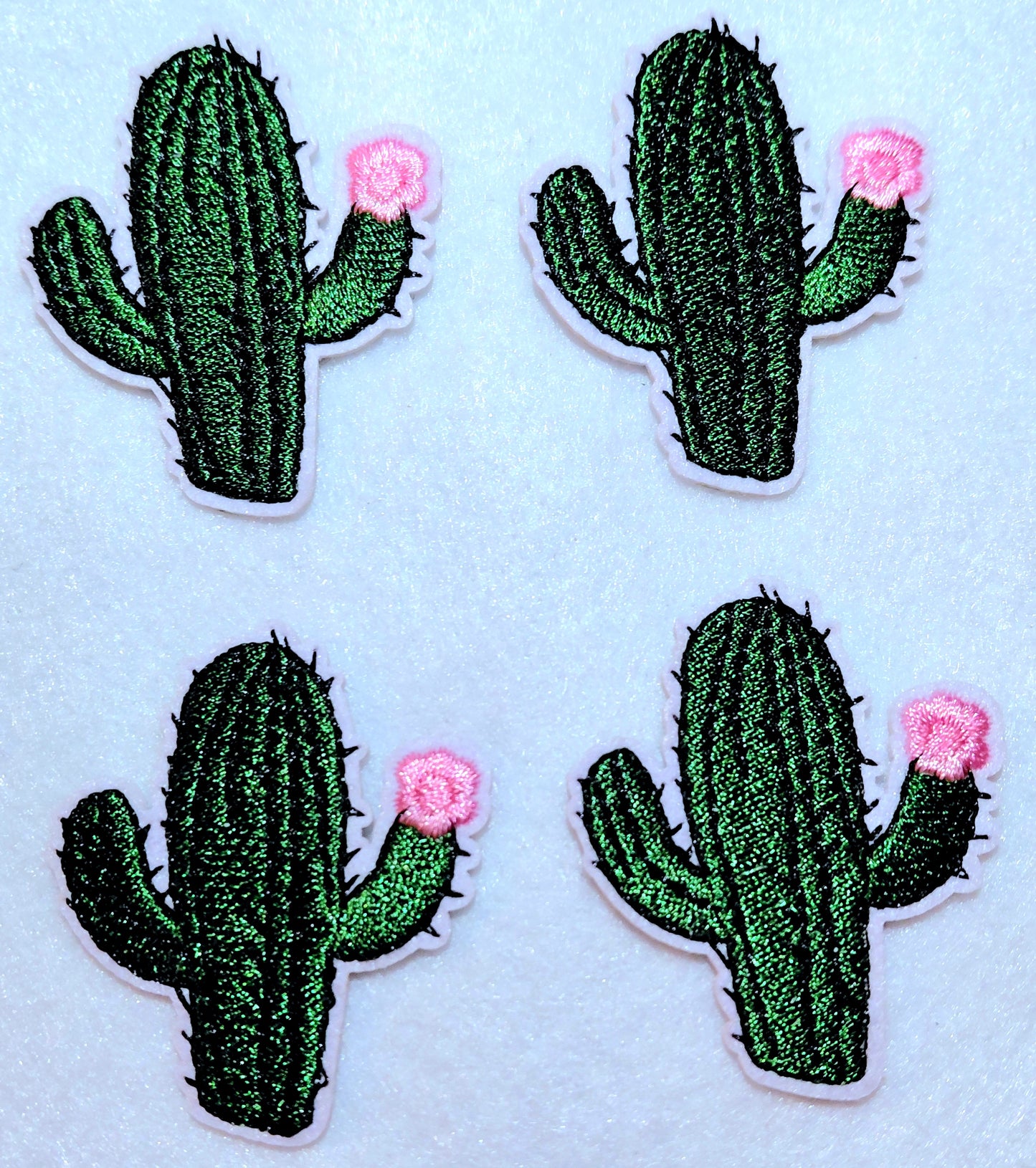 Green Cactus Flower Iron on Patch 4ct pkg
