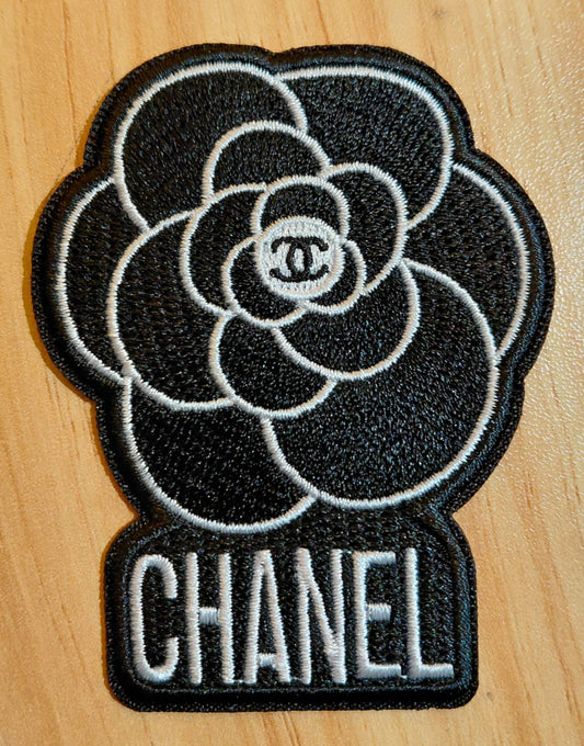 Chanel Flower Iron on Patch in Black & White