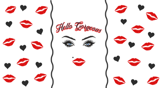Hello Gorgeous 16oz UVDTF Glass Cup Wrap Decal (glass cup not included)