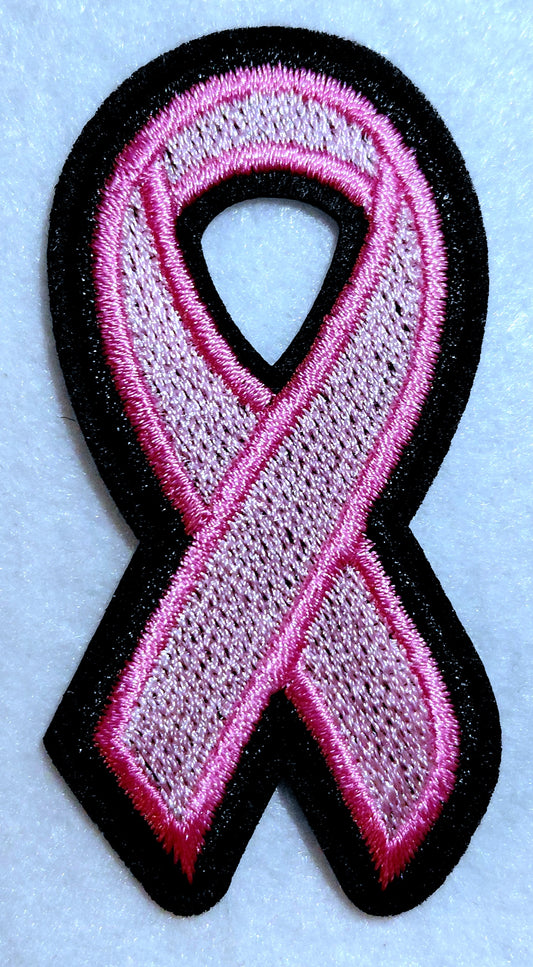Pink Breast Cancer Awareness Ribbon Iron on Patch 3ct Pkg.
