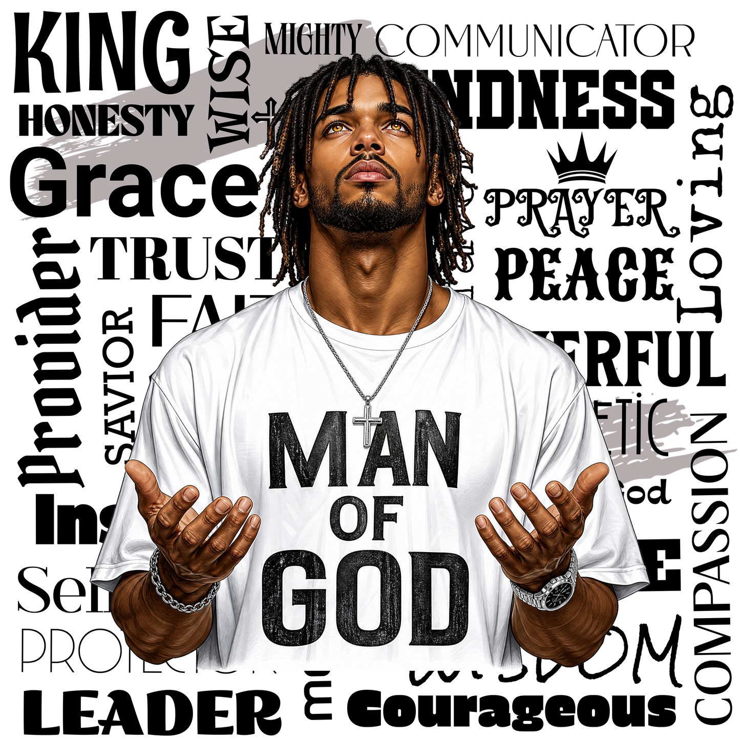Man of God w/ Godly Affirmations Pre-Sized Sublimation Transfer Prints Prints
