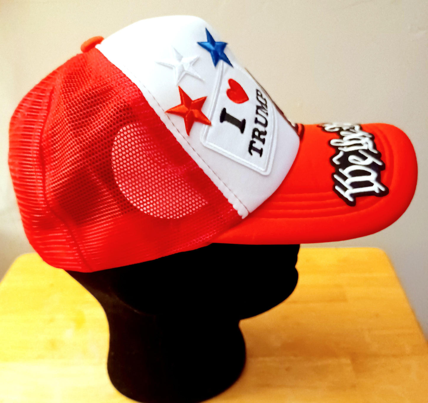 Sorry Not Sorry We the People Love Trump, Truckers Hat in Red & White