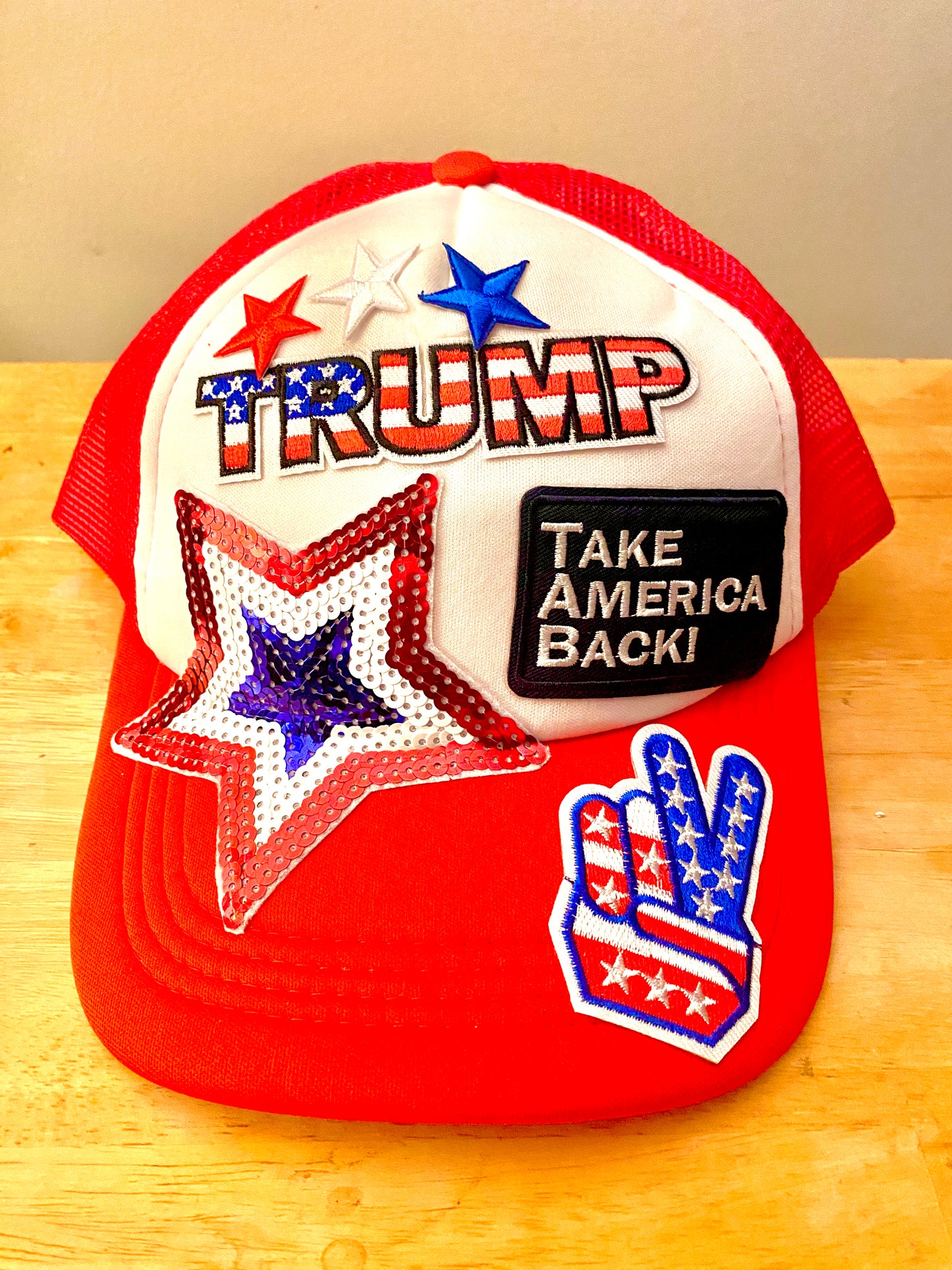 Trump Take America Back, Truckers Hat in Red & White