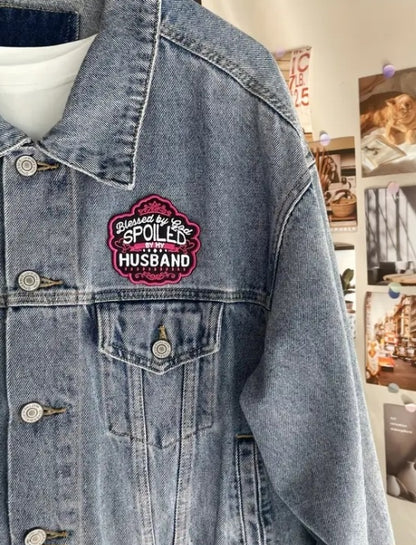 Blessed by God Spoiled by My Husband Iron on Patch