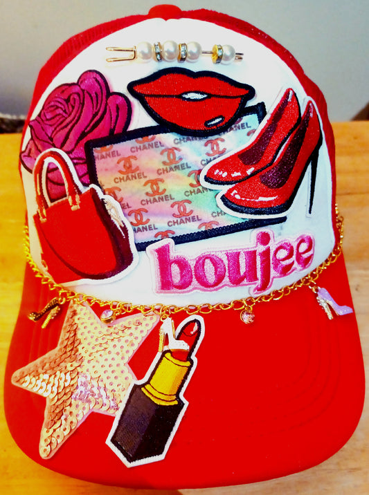 Fashionista Truckers Hat in Red & White