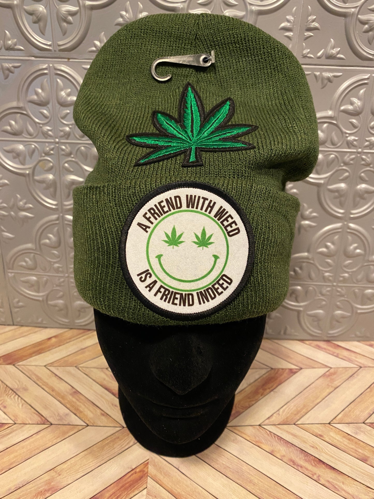 A Friend with Weed is a Friend Indeed, Fitted Knit Cap