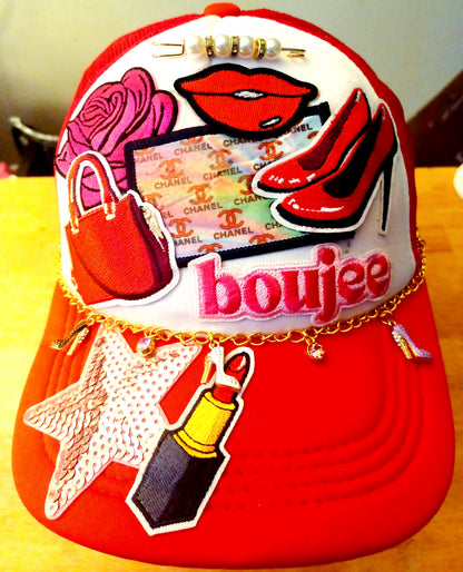 Fashionista Truckers Hat in Red & White