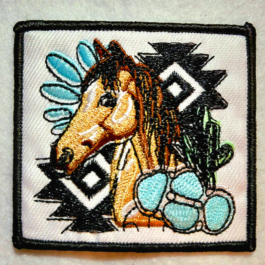 Cowboy Horse & Cactus Western Iron on Patch 2ct pkg