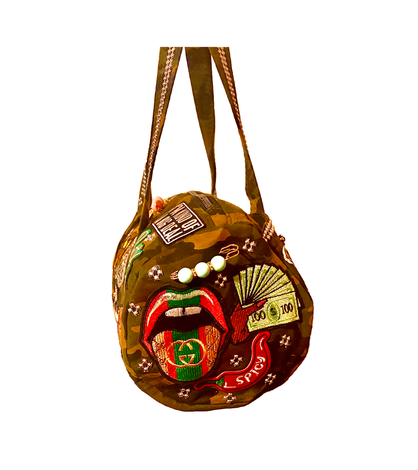 Hand Decorated Camouflage Duffle Style Melanin Queen Designed Purse