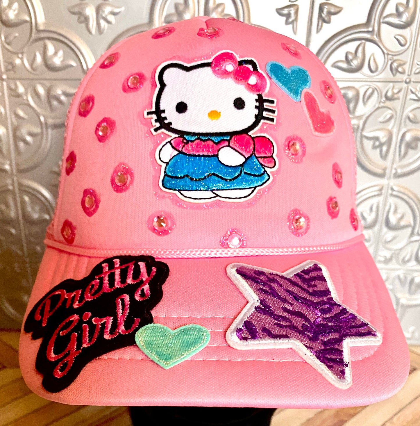 Hello Pretty Girl Truckers Hat in Pink