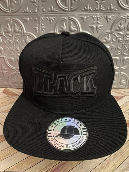 Black Embroidered, Original Snaback Cap in Black