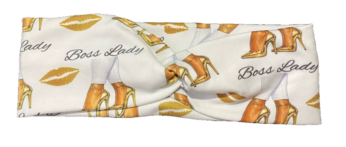 Handmade Boss Lady Headband Gold Shoe Print
