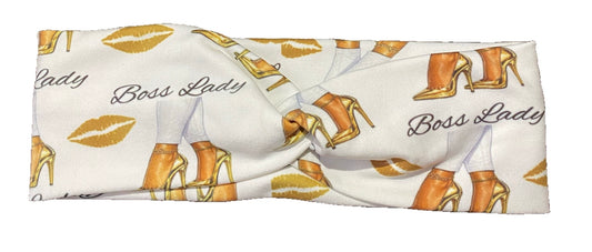 Handmade Boss Lady Headband Gold Shoe Print