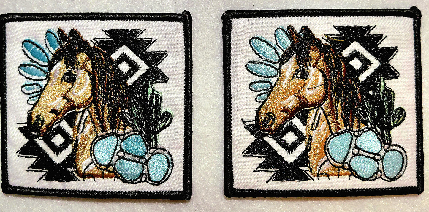 Cowboy Horse & Cactus Western Iron on Patch 2ct pkg